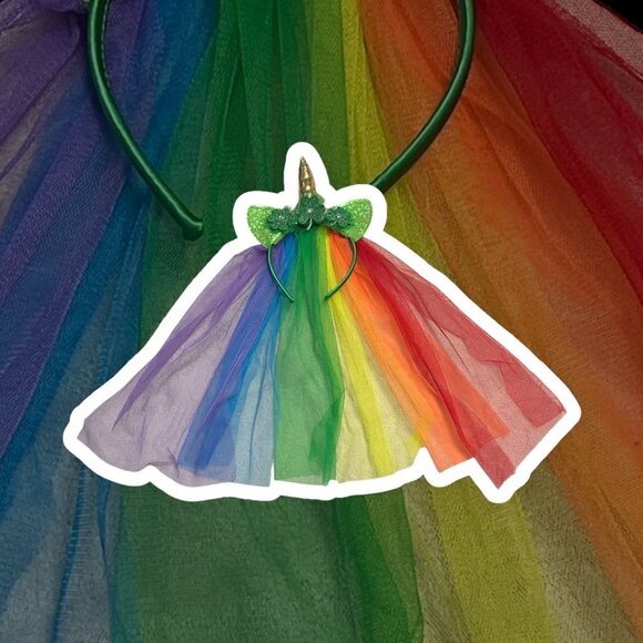 NWT Claire’s Rainbow Unicorn Horn Headband with Tulle Veil - Picture 3 of 3